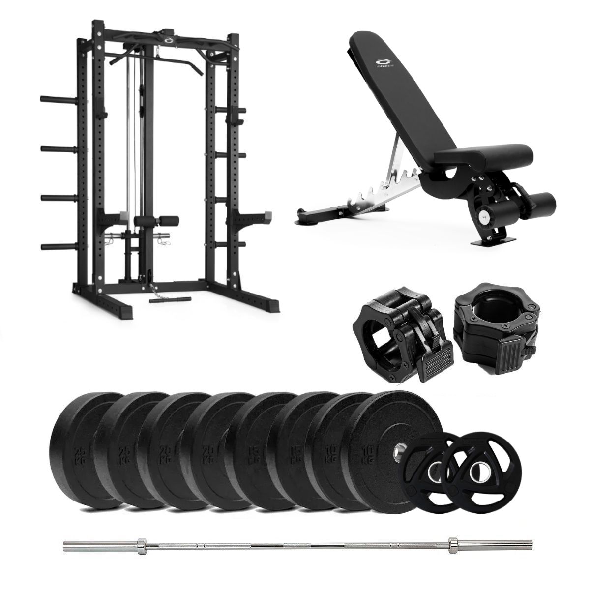 Brug Abilica HR 500 Half Rack Bumper med bænk og lat pulldown  -  150 kg til en forbedret oplevelse